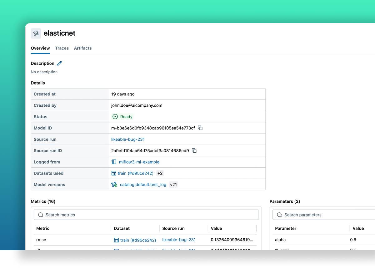 MLflow model packaging screenshot