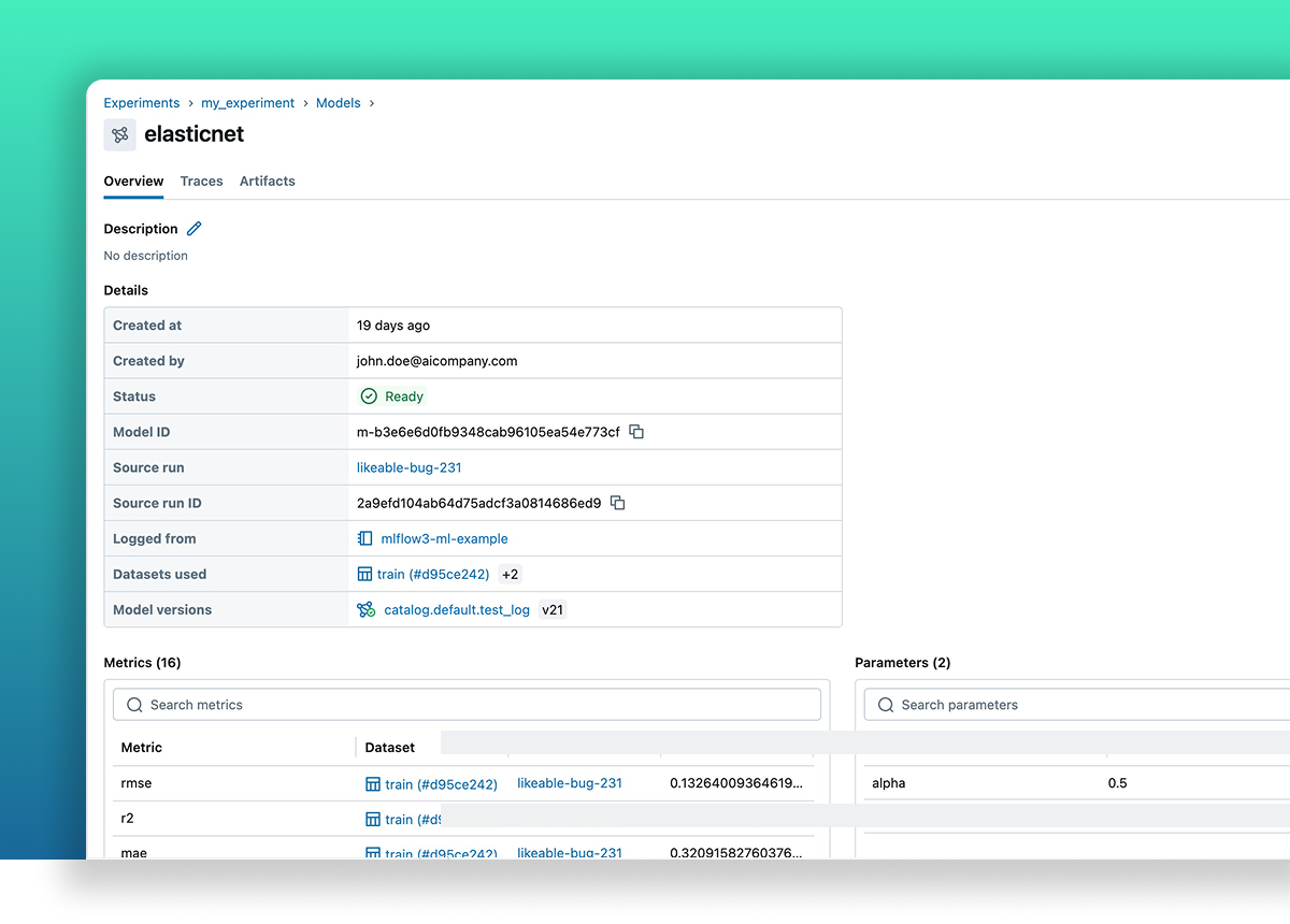 MLflow experiment tracking screenshot