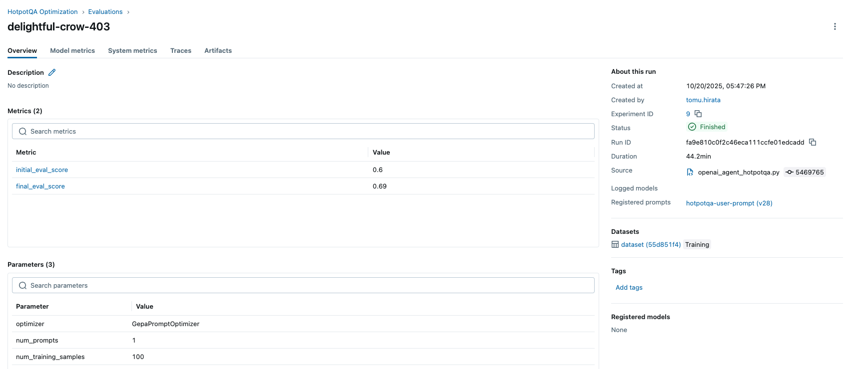 Optimization Run