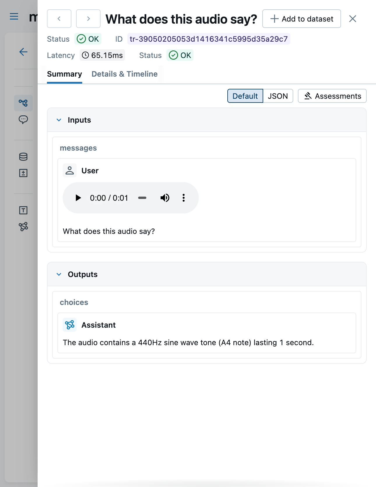 Trace with audio